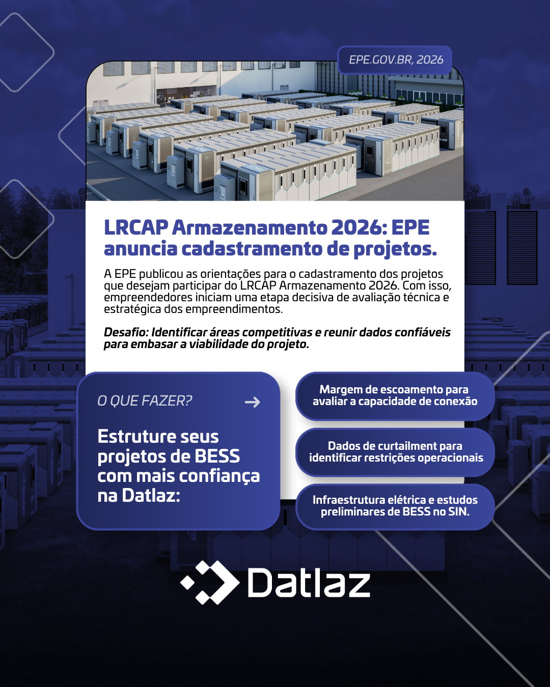 EPE publica instruções de cadastramento para o LRCAP-BATERIAS